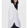 Estilo Nuevo de Principios de Primavera 2026 Camisa Blanca de Cuello Redondo y Manga Larga para Mujer, Diseño Único, Corte Holgado, Adelgazante, Top Casual y Moderno
