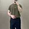 Camiseta de Manga Corta tipo Waffle para Hombre Marca Trendy 2024 Nuevo Estilo Verano Sencilla y Versátil Top de Media Manga