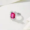 Novo Anel Transfronteiriço Moderno com Pedras Preciosas Cultivadas, Anel de Rubi Sangue de Pombo Fashion e Versátil, Design de Nicho para o Dia a Dia X