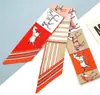 Lenço de Seda Retro com Fitas de Flor de Caju Francesa para Mulheres, Elástico de Cabelo Versátil, Bolsa, Caixa de Presente Companheira, Lenço de Seda, Lenço de Seda Longo