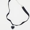Doce e Legal Retro Coração de Pêssego Colar Choker de Couro Preto Moda Menina Coração Estiloso Fecho Simples