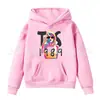 Sudadera con Capucha de Color Sólido Estampada con Letras Primavera y Otoño Ropa de Forro Polar para Niños con Bolsillo Top con Logo Fijo