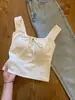 Camisola com Alça de Laço Estilo Ballet Feminina para Verão Peça Externa Estilo Puro Slim Fit Costas Bonitas Top sem Mangas com Bojo
