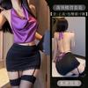Gato de leite ganancioso secretária roxa terno costas nuas lingerie sexual feminina sexy vala quadril tentação uniforme boate x82