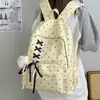 Mochila de estilo japonés con lazo dulce y estrella, de alta apariencia, para estudiantes y niñas, linda y moderna bolsa escolar de lunares