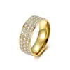 Anillo de Titanio de Tres Filas Completamente Incrustado con Diamantes para Hombres y Mujeres, Estilo Neutro Europeo y Americano de Moda, Anillo de Dedo Índice de Lujo Ligero de Alta Gama