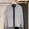 Chaqueta de punto de alta gama para hombre con cuello de béisbol, cárdigan holgado con cremallera estilo coreano, prenda exterior de moda para el día a día, suéter de manga larga
