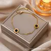 Pulseira de Aço Titânio Não Desbota, Vendida Globalmente, para Mulheres, Trevo de Cinco Folhas com Diamantes, Joia de Mão Personalizada com Banho de Ouro a Vácuo 18K Fábrica