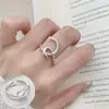 Anillos Minimalistas Apilables de Círculo Cuadrado Delgados para Mujer, Trenzados de Moda Personalidad Diseño Creativo Anillo Abierto para Dedo Índice