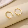 Pendientes Populares Europeos y Americanos Transfronterizos Sencillos de Perla y Oro para Mujer, Pendientes Abiertos Personalizados de Lujo Ligero, Pendientes Sencillos, Pendientes