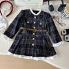 Vestido para niñas, primavera y otoño 2025, nuevo estilo coreano para niños, estilo Chanel, vestido a cuadros, abrigo, falda de princesa.
