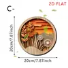 Pintura Circular de Madeira Suspensa Estilo Nórdico Transfronteiriço Série Mundo Subaquático Paisagem Natural Pintura de Decoração de Parede para Casa