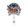 Insignia Conmemorativa del 250 Aniversario Americano Transfronterizo Portatarjeta Retráctil Colgante Regalo del Día de la Independencia