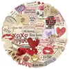 50 piezas de pegatinas retro del Día de San Valentín para decoración transfronteriza, scrapbooking DIY, botella de agua y funda de teléfono; Pegatinas de dibujos animados impermeables de PET