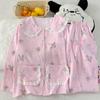 Pijama de Algodão Nuvem para Mulheres, Novo Estilo Primavera e Outono, Gola Peter Pan, Manga Longa, Conjunto de Homewear Floral de Alta Qualidade, Fotos Reais, Atacado