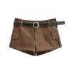 Shorts de mujer estilo coreano, nuevo modelo verano 2026, pantalones casuales caqui, pantalones cargo, shorts ajustados de tiro bajo estilo americano para mujeres petite, modernos