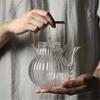 Tetera de Vidrio Transparente Resistente al Calor con Patrón de Solapa de Crisantemo Estufa Eléctrica Rompe-Té Hervidor de Rayos Hervidor de Alto Borosilicato Juego de Té