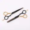 Traje de peluquería al por mayor de 5.5 pulgadas negro y dorado Tijeras de barbero tijeras entresacadoras herramientas de peluquería para niños familia