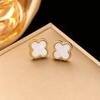 En stock collar colgante aretes pulsera aretes de botón joyería set de tres piezas titanio acero estilo coreano trébol de cuatro hojas candado