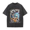Camisetas de Manga Corta Sueltas de Moda para Hombre y Mujer Verano Sun Wukong Dragon Ball Dragon Ball Bidimensional Lavado al Agua para Dar un Aspecto Vintage