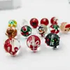 Liquidação Miçangas de Vidro com Gotejamento DIY Contas Redondas Pintadas à Mão para Natal Furo Reto Contas Soltas Acessórios para Joias Pingentes de Pulseira