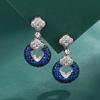 Accesorios de Joyería Pendientes, Estilo Europeo y Americano con Incrustaciones de Diamantes Corindón Rojo Simulado Pendientes de Moda Azul Real para Mujer, Al por Mayor en Stock