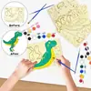 Amazon Transfronteiriça Decorativo Madeira DIY Pintado à Mão Dinossauro Lasca de Madeira Grafite Conjunto de Artesanato Infantil