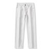 Outono 2024 Novos Jeans Brancos Masculinos Soltos Retos Calças Longas Moda Marca Casual Simples Puro Algodão Calças Masculinas