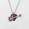 Nova Corrente Masculina Tendência Rock Hip-Hop Pingente de Guitarra Moda Personalidade Instrumento Joia de Aço Inoxidável para Mulheres