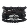 Joyería transfronteriza nueva Pulsera de cuero simple retro para hombre Set de cuatro piezas multicapa europeo y americano Pulsera tejida a mano