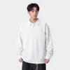 Sudadera con capucha para hombre, color liso, cuello polo, nueva, algodón piqué, holgada, cómoda, marca moderna, camiseta casual de manga larga para hombre, moderna