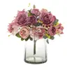 Flor de Rosa Artificial Peonía de Seda Hortensia Ramo de Flores Falsas Vintage Decoración de Fiesta Boda Festival Decoración del Hogar