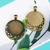 Estrela de cinco pontas oca redonda de 44*36mm com base redonda de 25mm em bronze antigo/prata antiga