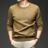 Suéter jacquard de cuello redondo transfronterizo para hombre, nuevo modelo de otoño 2026, color liso, capa interior casual simple, suéter de punto para hombre