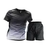 Traje Deportivo de Secado Rápido para Hombre, Verano Hielo Seda Manga Corta Pantalones Cortos Camiseta Ropa para Correr Exportación Transfronteriza Venta al por Mayor de Fábrica