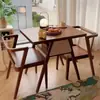 Mesa de Chá Móvel Sala de Estar Pequena Mesa de Jantar Mesa de Centro de Madeira Maciça Mesa de Cerimônia do Chá Apartamento Pequeno Uso Doméstico Cadeira de Rattan Trançado Combinação Conjunto de Três Peças
