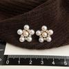 Pendientes de Novia Romántica Francesa Serie Moda Lujo Ligero Pendientes de Zirconia Tridimensionales de Perlas Pendientes para Vestido de Novia Sensación de Alta Gama