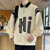 Sudadera Casual con Cuello Estilo Hong Kong para Hombre, Nueva Tendencia Primavera y Otoño Marca ins Holgada Talla Grande Camisa Polo Camiseta de Manga Larga Top