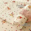 Lençol de cama de gaze dupla camada floral pastoral, capa de cama de solteiro para dormitório estilo ins, roupa de cama, lençol de cama 100% algodão Classe A