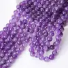 Ametista Lavanda Natural Contas Soltas Pulseira DIY Acessórios de Miçangas Materiais Semi-Acabados Contas Redondas Roxas Atacado