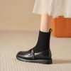 Botas de calcetín ajustadas nuevas para Primavera y Otoño 2026 Botas cortas planas Botas para mujer Estilo británico Botas Martin Zapatos de cuero elástico de punto