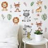 MS2464 caricatura lindo animal mono elefante tigre habitación infantil fondo pared adhesivos decorativos de pared juego de 6