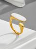 Anillo abierto de concha blanca coreana 2024, acero de titanio, oro de 18 quilates, diseño de nicho sin decoloración, anillo de temperamento para mujer