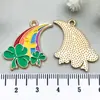 Accesorios para Joyería DIY Transfronterizos Trébol de Cuatro Hojas de la Suerte Festival de Cerveza Irlandesa Pendientes Colgante Llavero de Aleación Encanto