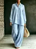 Conjunto de Dos Piezas de Camisa de Manga Larga para Mujer y Pantalones Sueltos, Nuevo de Verano 2026, Más Vendido en Amazon, Comercio Exterior Transfronterizo