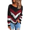 2025 Amazon Europeo y Americano Transfronterizo Comercio Exterior Otoño e Invierno Nueva Moda Tops Holgados Cuello en V Suéteres de Punto con Bloques de Color para Mujer