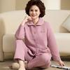 Processamento OEM Pijamas Personalizados para Mulheres Outono e Inverno Sanduíche Mães de Meia-Idade Algodão Acolchoado Meia-Idade e Idosos Conjunto de Roupa de Casa
