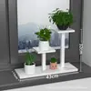 Prateleira de Flores para Peitoril de Janela Quarto Janela de Canto de Ferro Prateleira Quadrada Pequena de Múltiplas Camadas Estilo Europeu Famosa na Internet Prateleira de Armazenamento para Suculentas Suporte para Vasos de Flores Mesa
