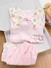 Pijama moderno rosa con cuello de muñeca de Rilakkuma para mujer, conjunto de dos piezas de verano con camiseta de manga corta y shorts, ropa para el hogar para dormitorio de estudiante