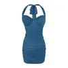 Vestido sin tirantes plisado color verde menta para mujer, estilo 'chica caliente' de verano, ajustado, adelgazante y que realza la figura, falda corta